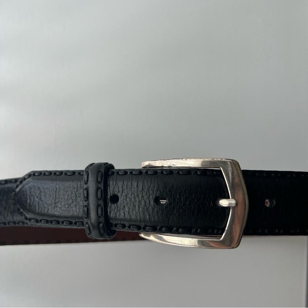 Brighton Black Leather Belt with Silver Buckle